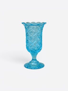 Viking Glass Colonial Ice Blue Footed Apothecary Jar (No Lid) - GLOWS